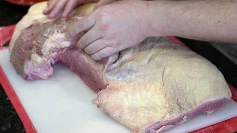 Cutting Meat Stock Footage 142167817
