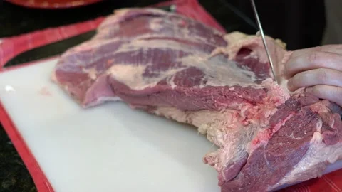 Cutting Meat Stock Footage 142167973