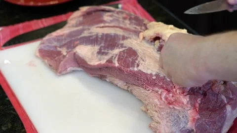 Cutting Meat Stock Footage 142168274