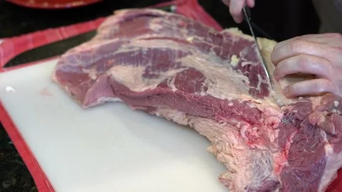 Cutting Meat Stock Footage 142168326