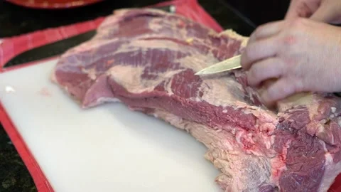 Cutting Meat Stock Footage 142168354