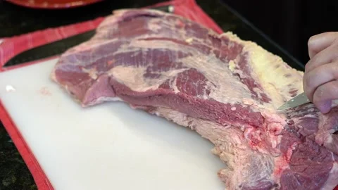 Cutting Meat Stock Footage 142168450