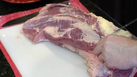Cutting Meat Stock Footage 142168732