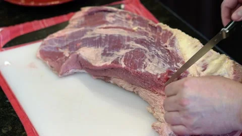 Cutting Meat Stock Footage 142169123