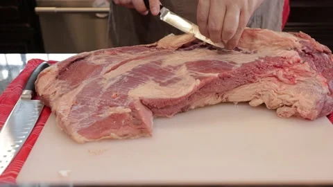 Cutting Meat Stock Footage 142169467