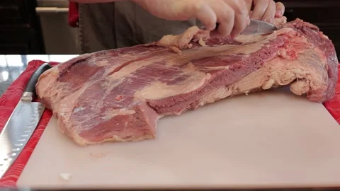Cutting Meat Stock Footage 142169761