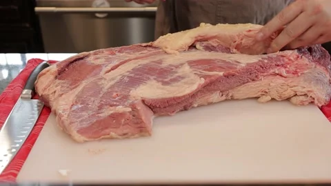 Cutting Meat Stock Footage 142169823