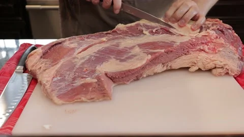 Cutting Meat Stock Footage 142169874