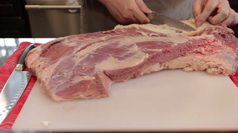 Cutting Meat Stock Footage 142169971