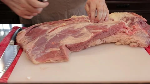 Cutting Meat Stock Footage 142170223