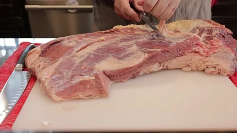 Cutting Meat Stock Footage 142170248