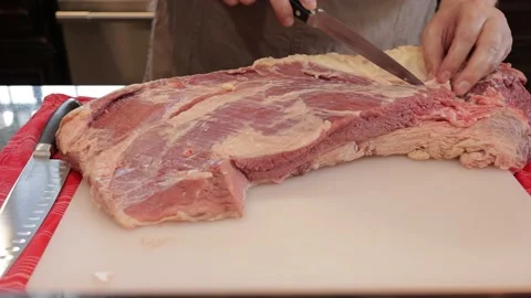 Cutting Meat Stock Footage 142170431