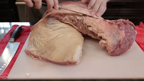 Cutting Meat Stock Footage 142170929