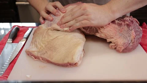 Cutting Meat Stock Footage 142171112