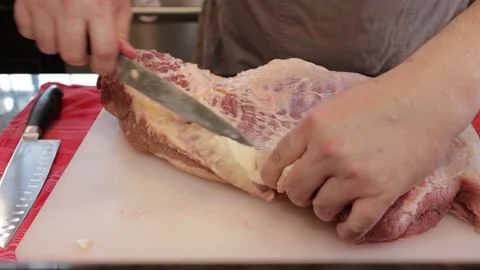 Cutting Meat Video stock 142210880