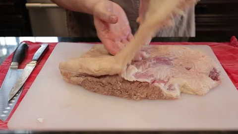 Cutting Meat Video stock 142211545