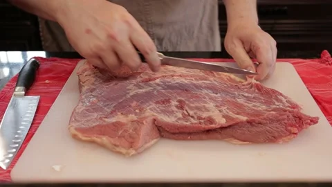 Cutting Meat Video stock 142212396
