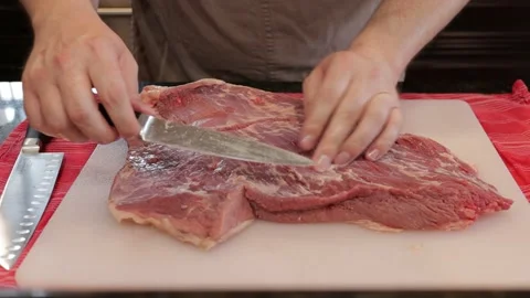 Cutting Meat Video stock 142212418