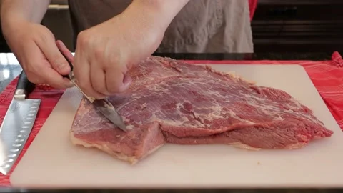 Cutting Meat Stock Footage 142213226