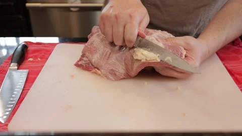 Cutting Meat Video stock 142215103