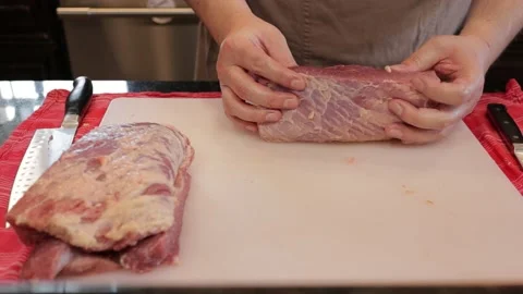 Cutting Meat Video stock 142215980