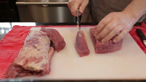Cutting Meat Video stock 142216555