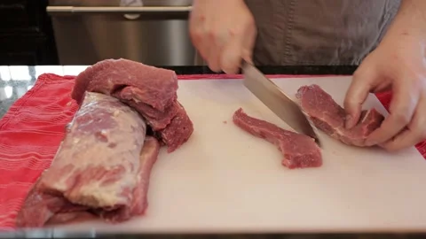 Cutting Meat Video stock 142216616