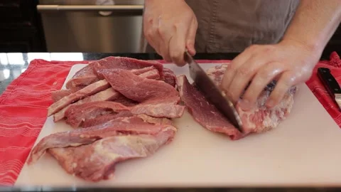 Cutting Meat Video stock 142216628