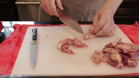 Cutting Meat Stock Footage 142217672