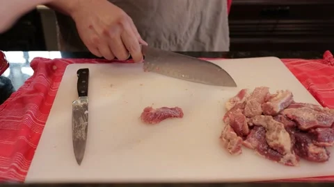Cutting Meat Stock Footage 142217705