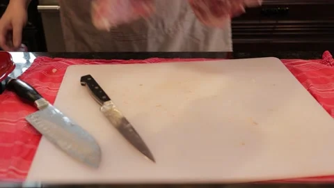 Cutting Meat Stock Footage 142217789