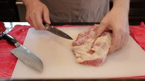 Cutting Meat Video stock 142217805