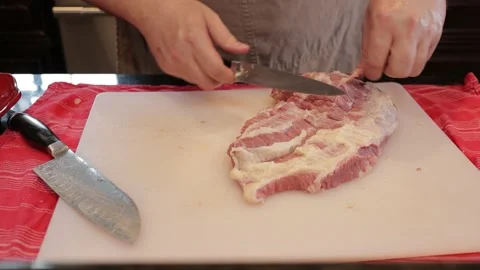 Cutting Meat Stock Footage 142218511