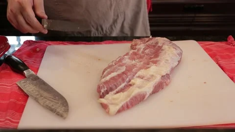 Cutting Meat Stock Footage 142218529