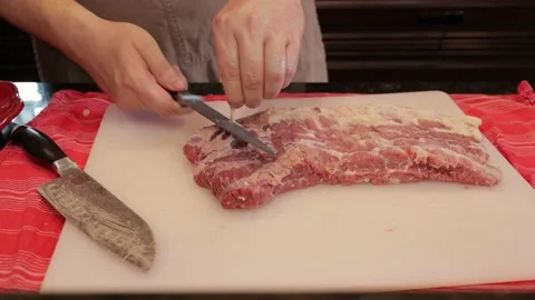 Cutting Meat Stock Footage 142219025
