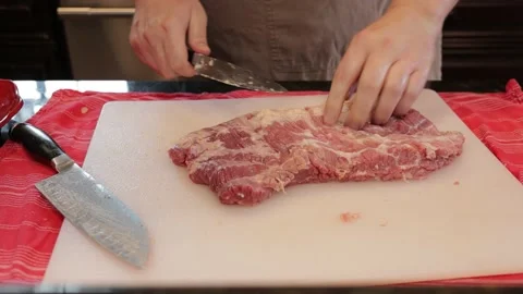 Cutting Meat Stock Footage 142219074