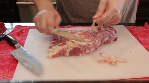 Cutting Meat Stock Footage 142219151