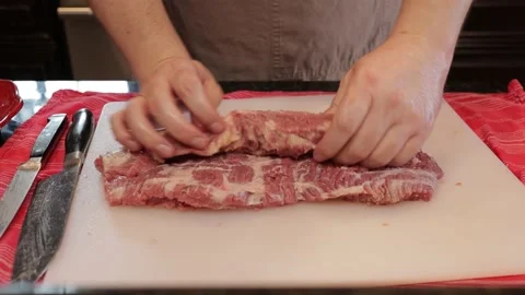 Cutting Meat Stock Footage 142219751