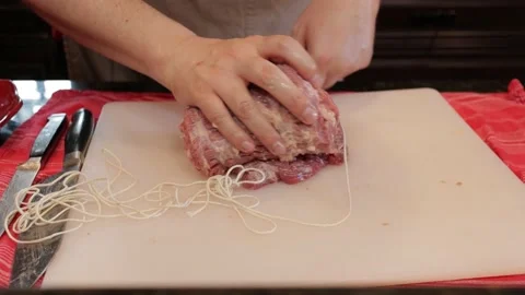 Cutting Meat Stock Footage 142220216