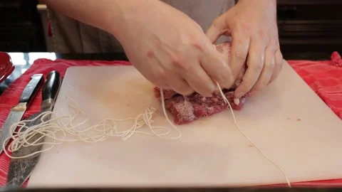 Cutting Meat Stock Footage 142220227