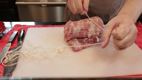 Cutting Meat Stock Footage 142220273
