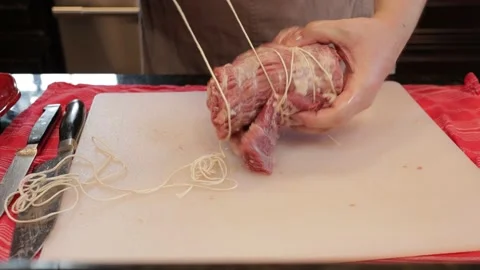 Cutting Meat Stock Footage 142220312