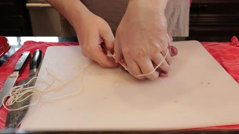 Cutting Meat Stock Footage 142220950