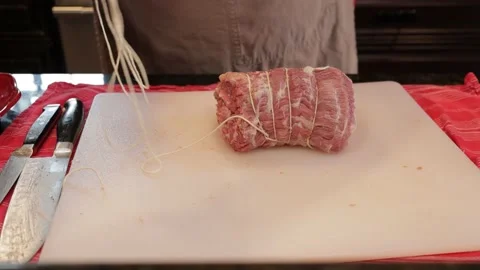 Cutting Meat Stock Footage 142221061