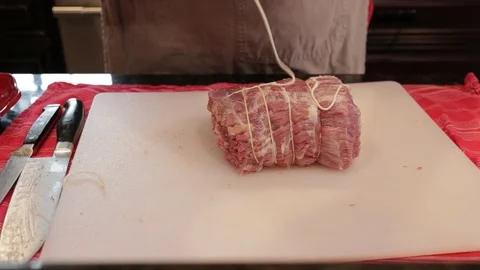 Cutting Meat Stock Footage 142221734