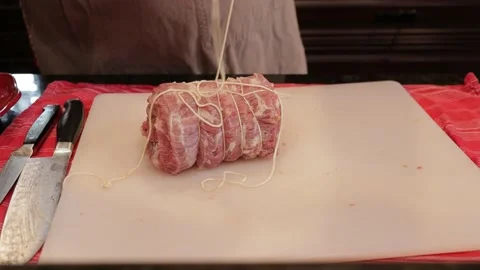 Cutting Meat Stock Footage 142221753