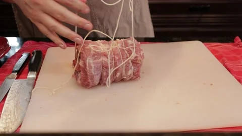 Cutting Meat Stock Footage 142221773