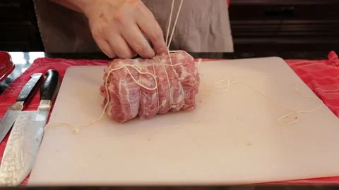 Cutting Meat Stock Footage 142221806