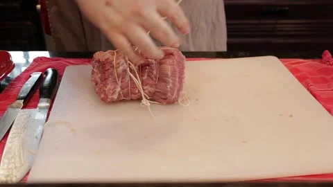 Cutting Meat Stock Footage 142222275