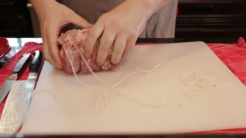 Cutting Meat Stock Footage 142222399